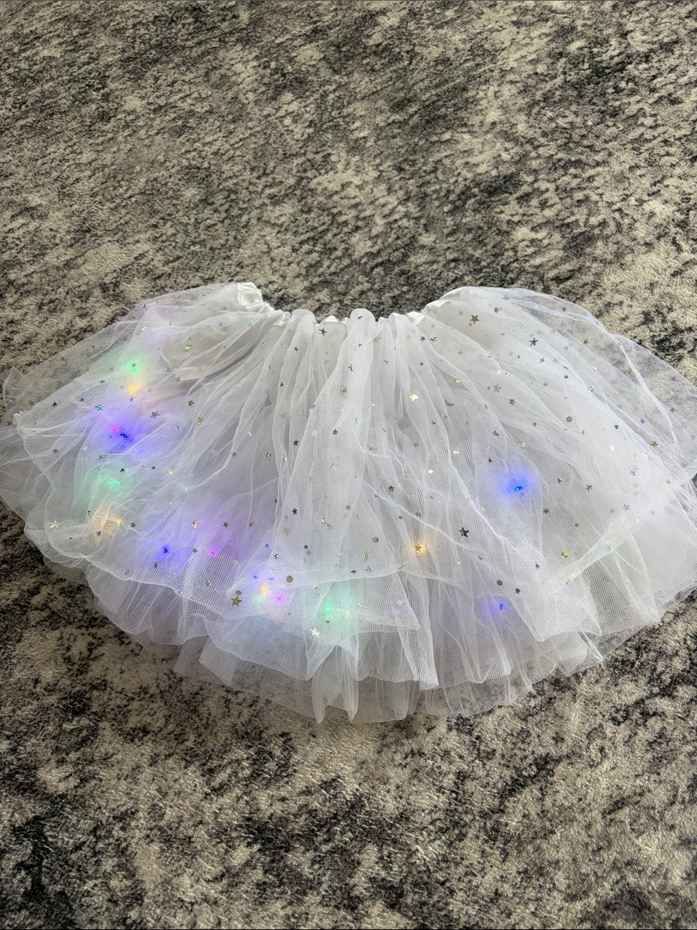 White Star-Print Tulle Light-Up Skirt for Kids